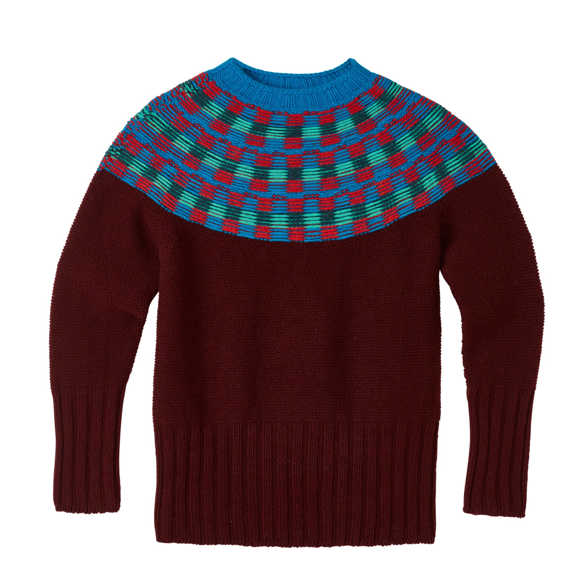 Isla Lambswool Yoke Jumper - Burgundy