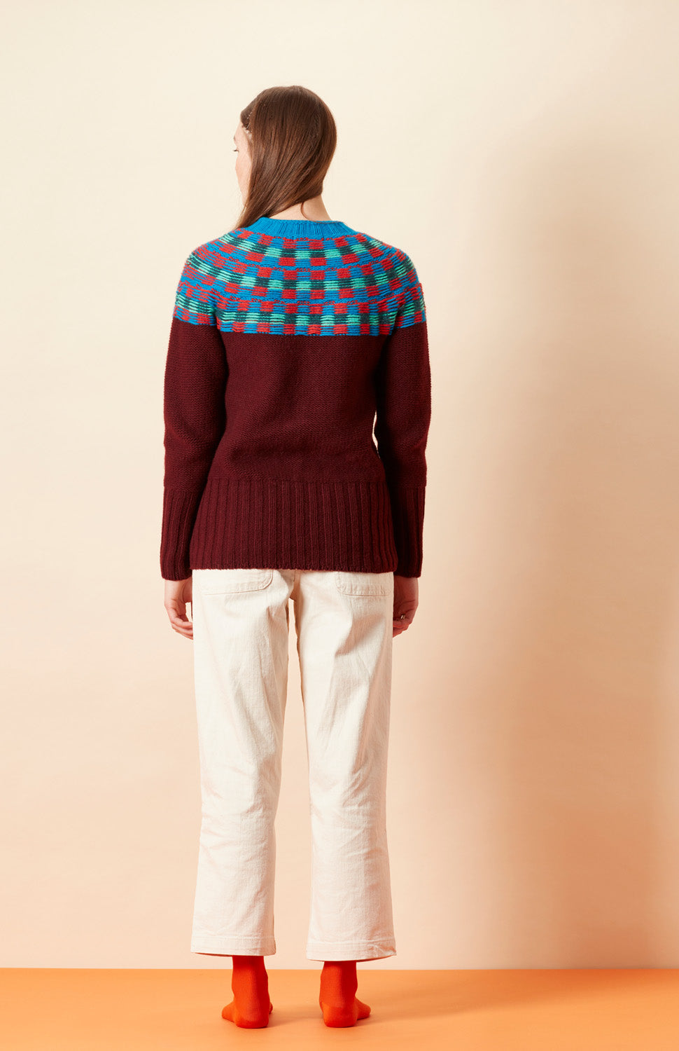 Isla Lambswool Yoke Jumper - Burgundy