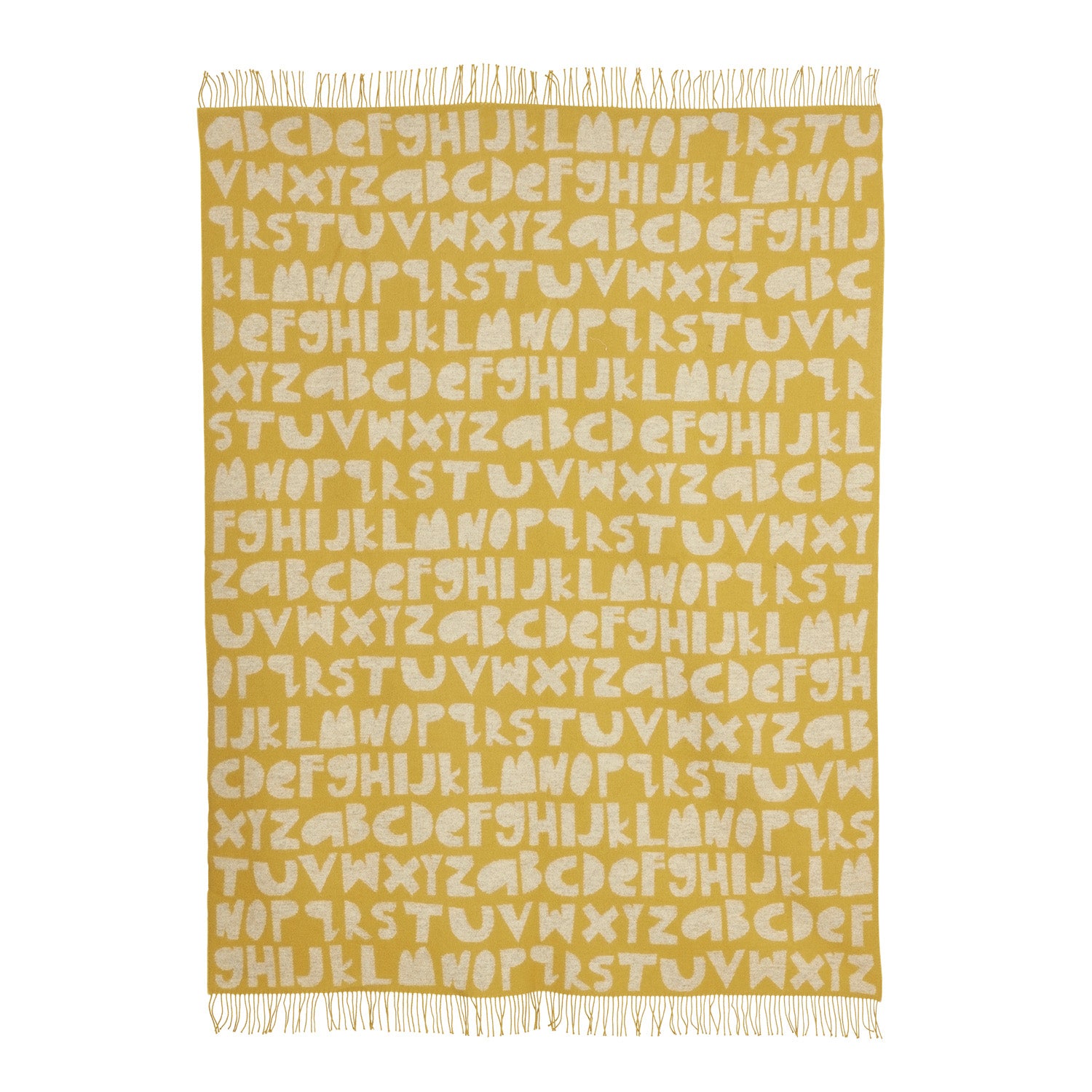 Alphabet Lambswool Throw - Yellow