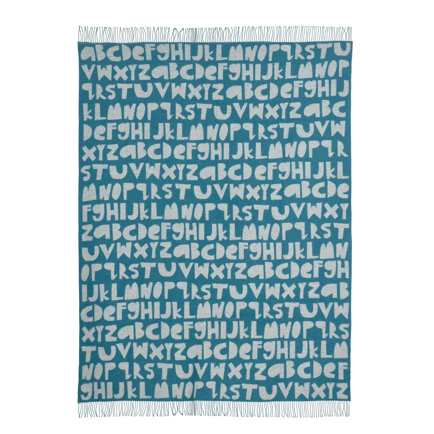 Alphabet Lambswool Throw - Blue