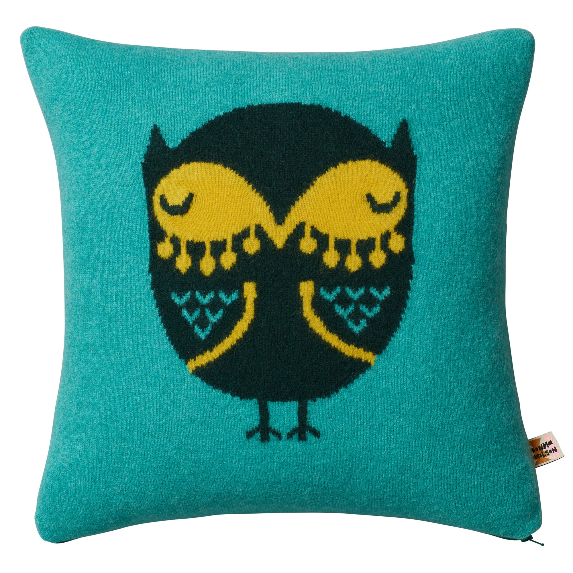 Owl Blue Square Cushion