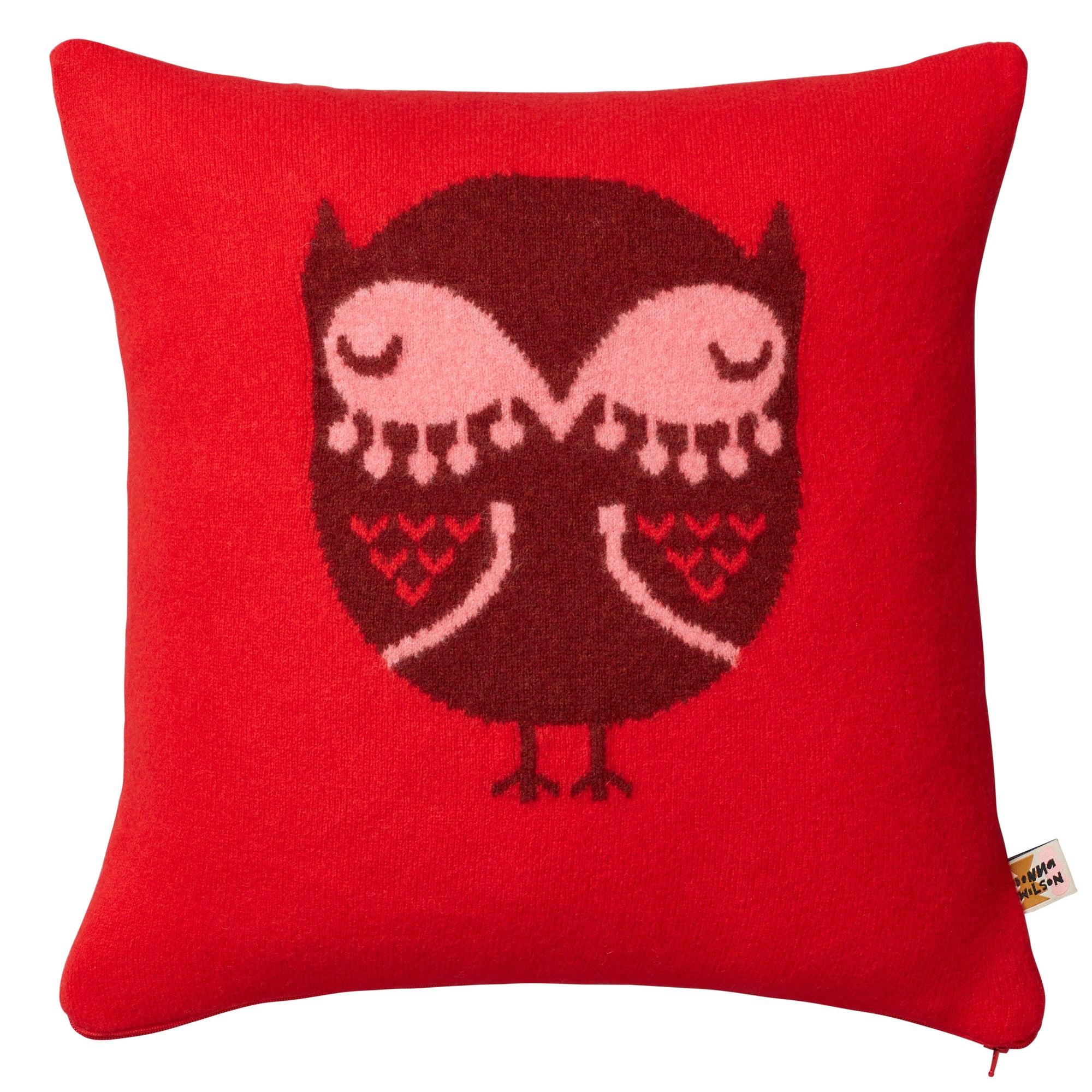 Owl Red Square Cushion