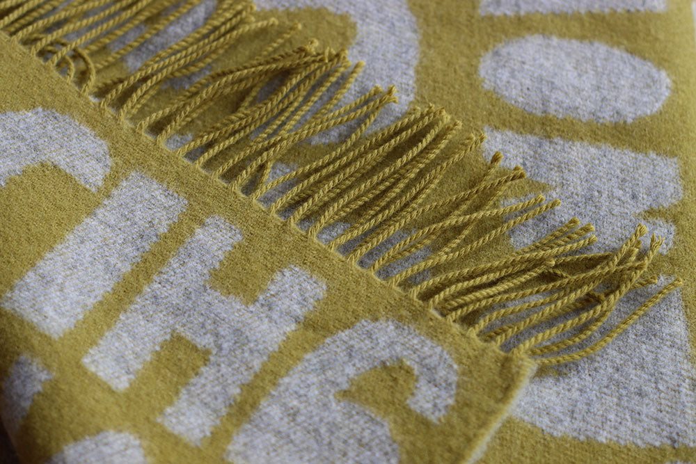 Alphabet Lambswool Throw - Yellow