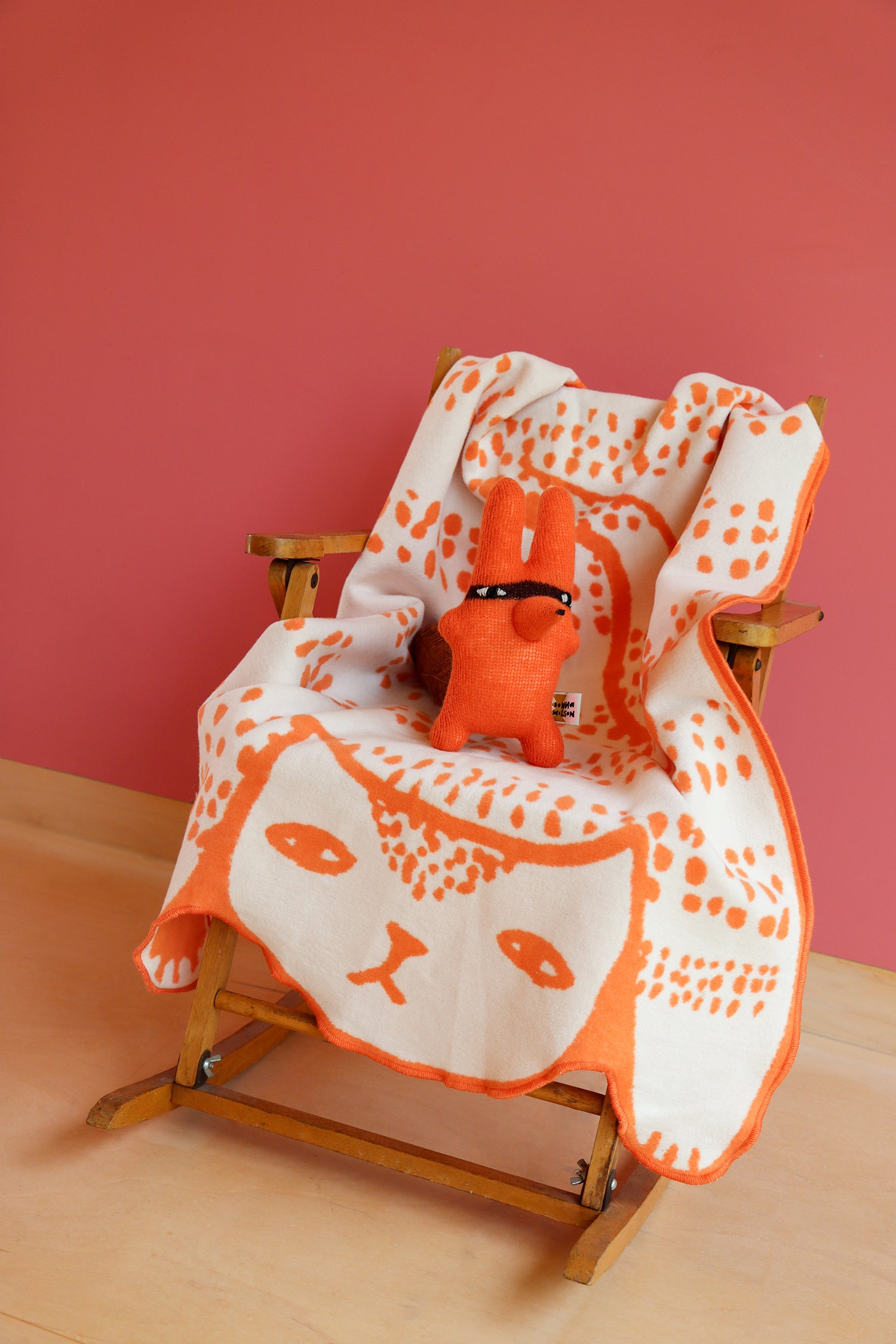 Cat Cotton Mini Blanket - Orange