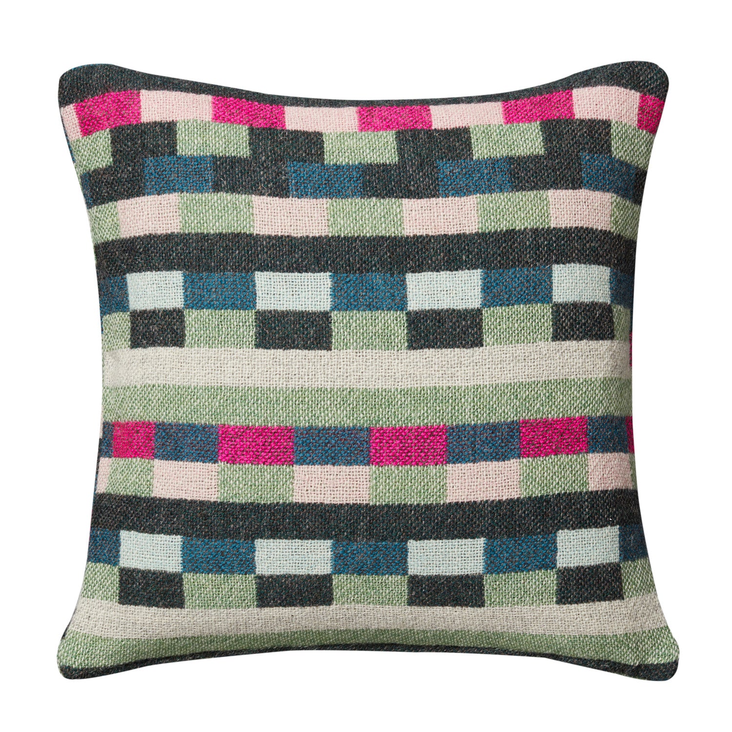 Glitch Woven Square Green Cushion