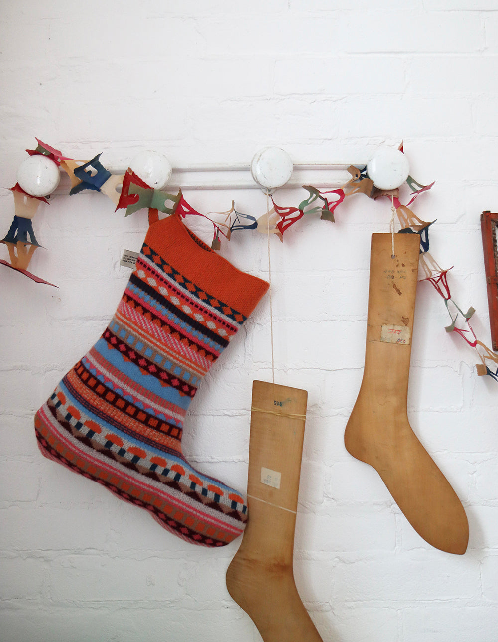 Knitted Christmas Stocking - Orange