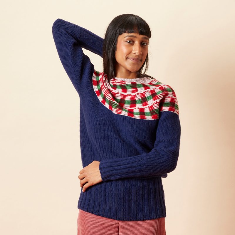 Isla Lambswool Yoke Jumper - Navy