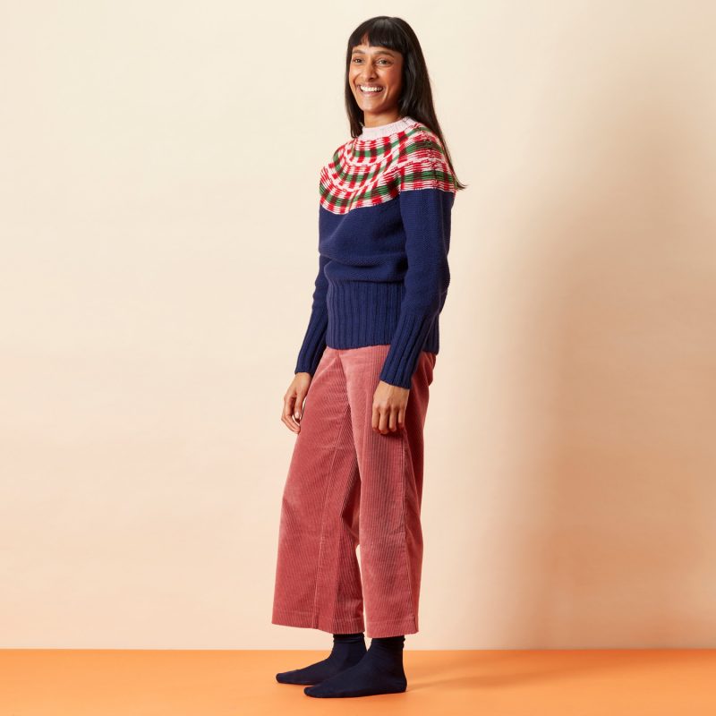 Isla Lambswool Yoke Jumper - Navy