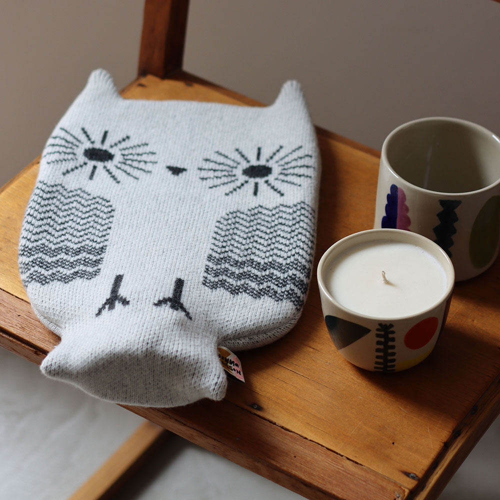 Owl Hot Water Bottle - White