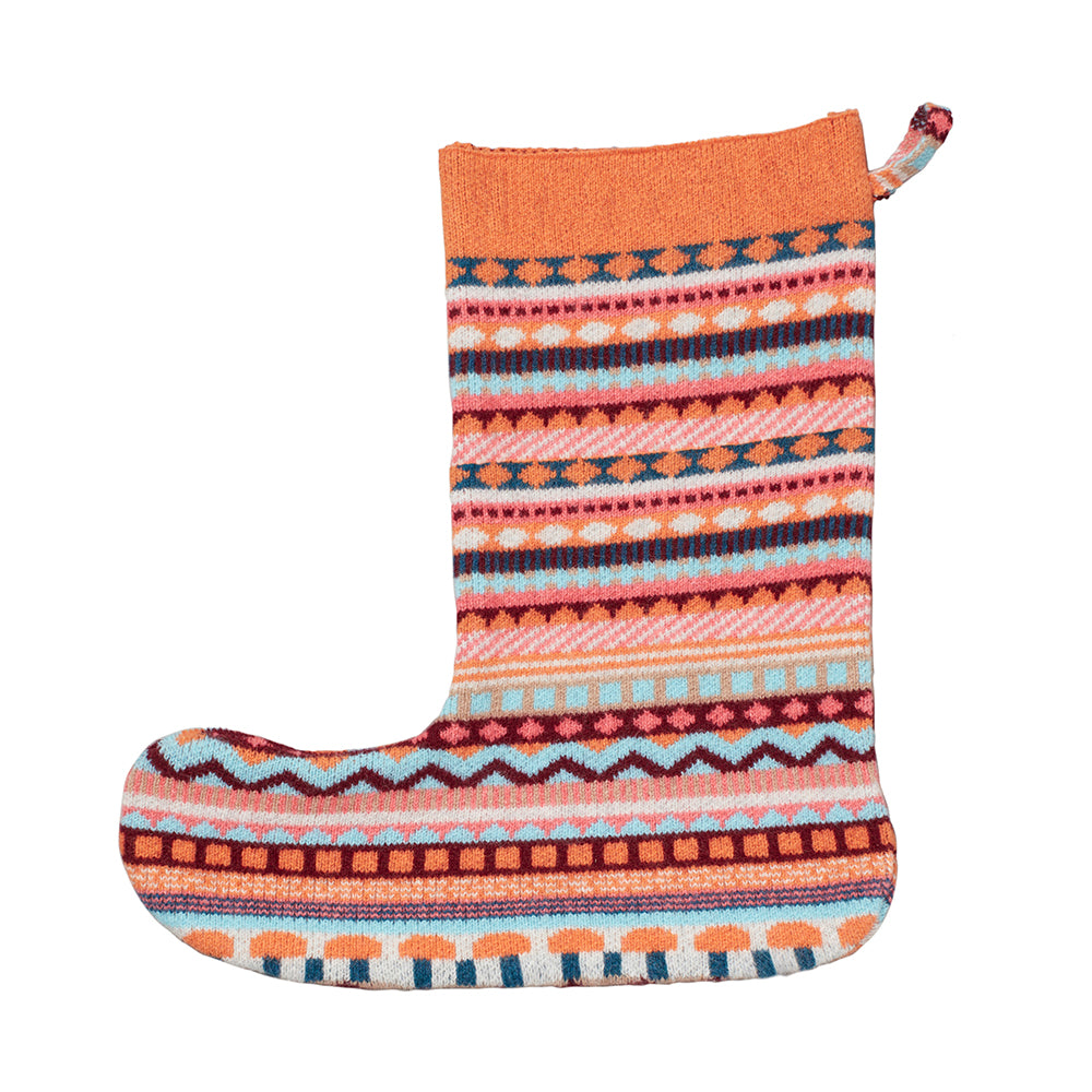 Knitted Christmas Stocking - Orange