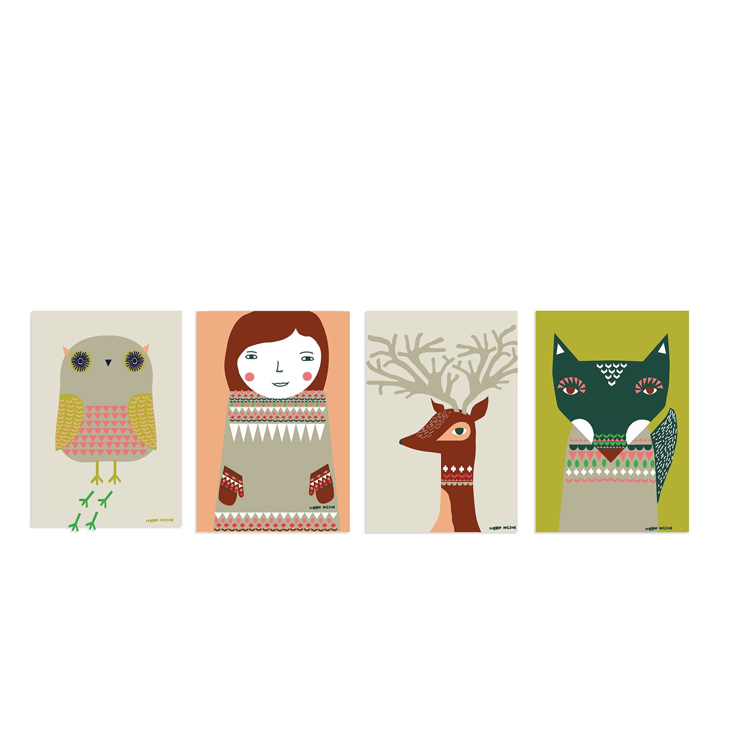 Litho Printed Christmas Cards - Set of 4